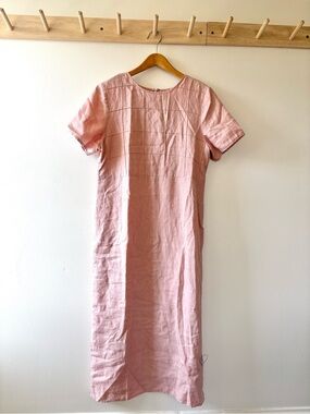 Talbots Pink Short Sleeve Linen Maxi Dress